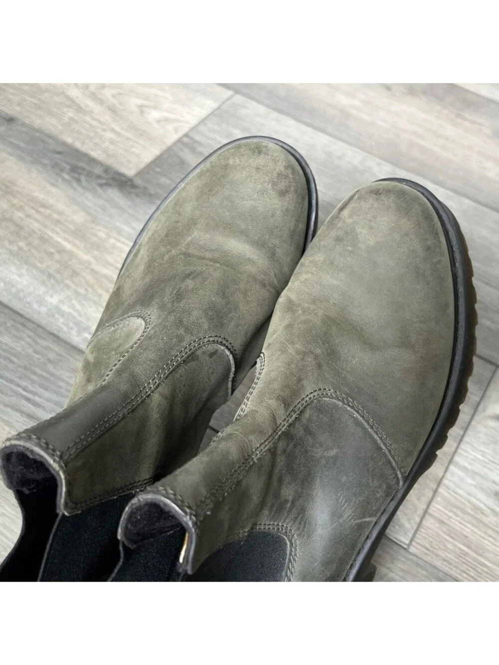 Dr. Martens Women's 9 Rometty Chelsea Platform Ankle Boots Slate Green
